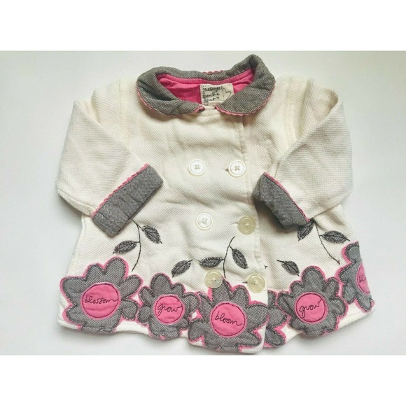 Girls Size 9M 6-9 Months Two Piece Message From The Heart Cream Jacket & Dress - Picture 2 of 9